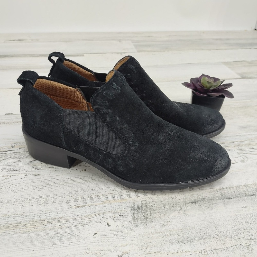 Montana Black Suede Booties Artisan Crafted Size 8